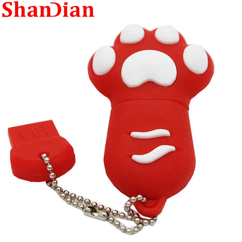 SHANDIAN Новая акция оптовая продажа 6 цветов симпатичная ручка флешка с милой лапой