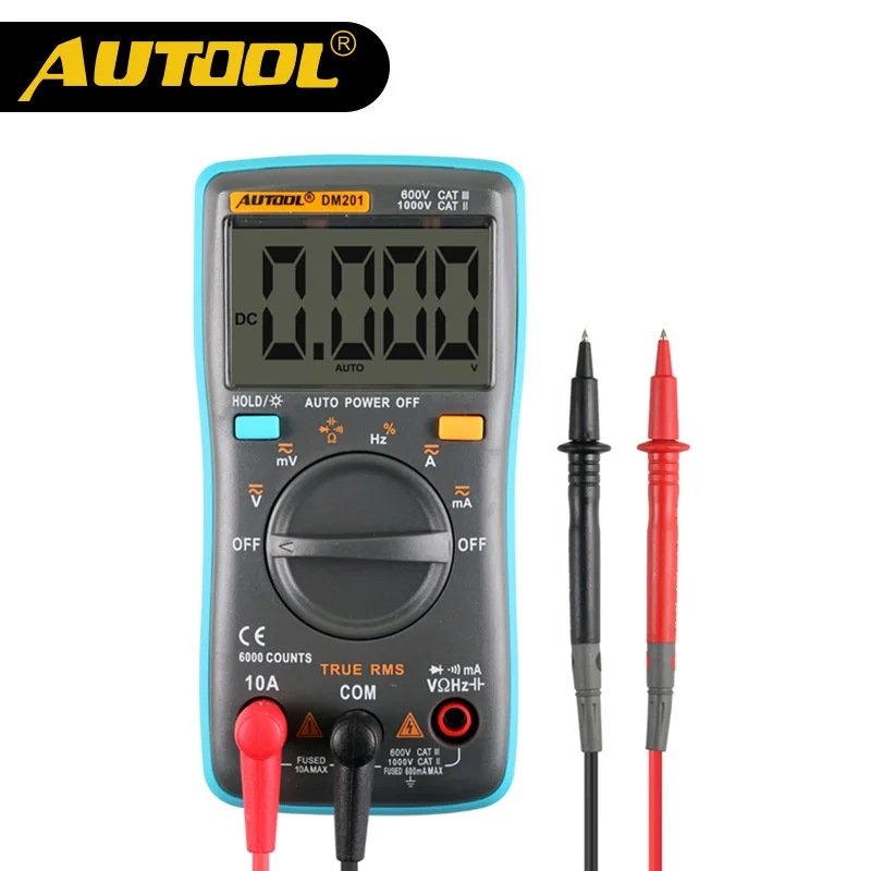 AUTOOL DM201 Multimeter Car Circuit Tester Automotive DC Diagnose RMS