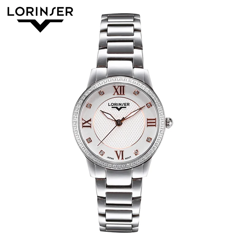 

Lorinser Luxury Watches Ladies Quartz Watch Stainless Steel Casual Women Dress Waterproof Roman Numeral Wristwatch Drop Shipping