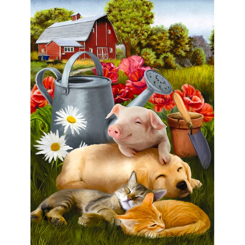 

Full Round Drill 5D DIY Diamond Painting "cartoon pig, dog, cat" 3D Embroidery Cross Stitch Mosaic Rhinestone Decor Gift