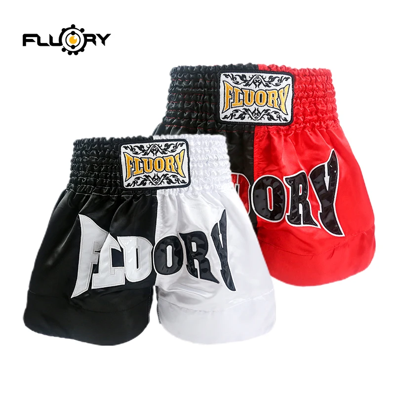 Черно белые шорты muay thai с принтом и вышивкой mma для тренировок соревнований