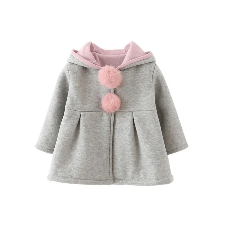 

Autumn Winter Long Sleeve Children Warm Girl Outerwear Kids Coats Cute Cartoon Rabbit Ear Hooded Jacket