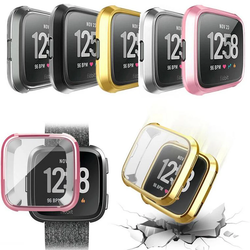 

360 Degree Protection Cover For Fitbit Versa Band Case Plating Coque For Fit Bit Versa Watch Accessories Screen Protective Case