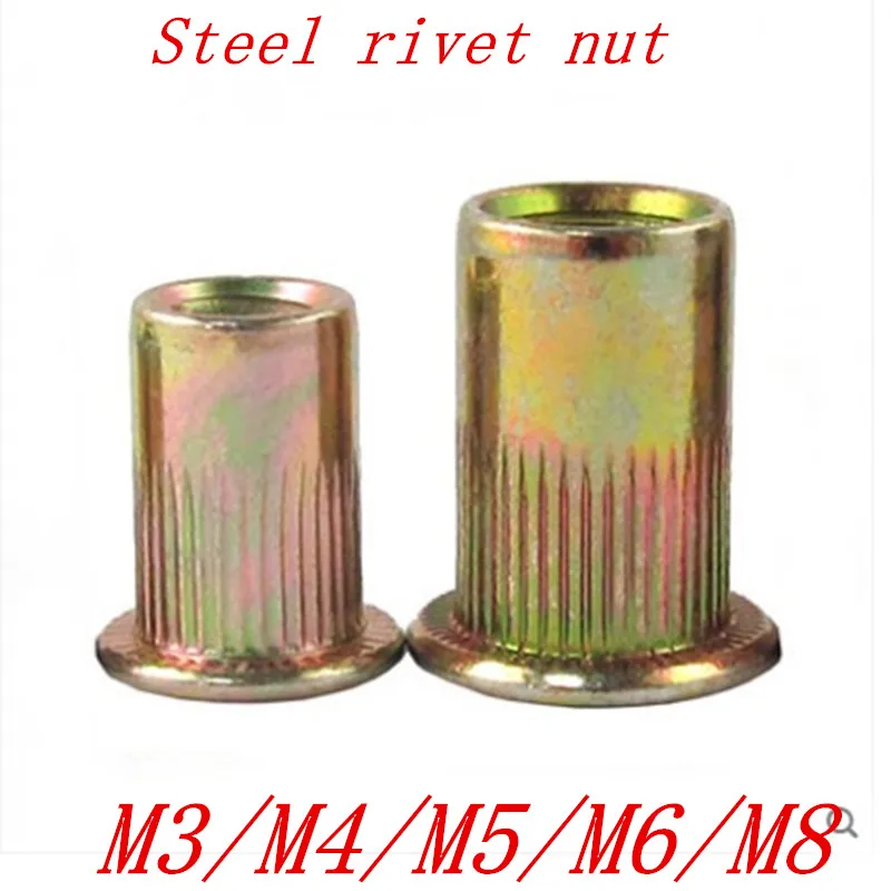

50pcs M3 M4 M5 M6 M8 Rivet Nut/Carbon Steel Flat Head Blind Insert Nut/ Flat head rivet nut