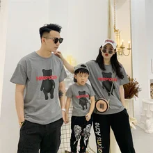Adult1pc+Kid*1pc XXXL Father Mother Boys T-shirts Short Sleeve Bear Print Summer Tops Family Matching Clothes Mom Dad Girl Shirt