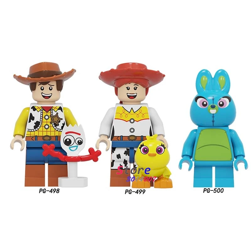 

50pcs Cartoon Movie Series Toy Story 4 Buzz Lightyear Woody Jessie Ducky Mickey Pretty Duck Daisy Building Blocks for children