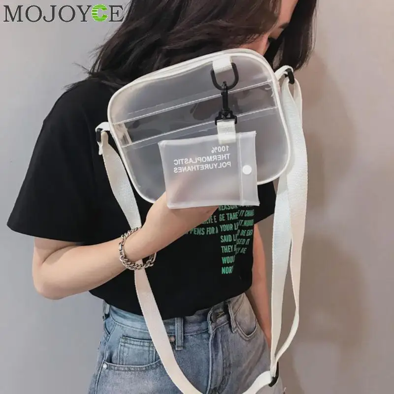 

Summer 2 In 1 Bag Women Zipper Bags Designer 2019 Newest PVC Jelly Shoulder Bag Female White Transparent Messenger Handbag Girls