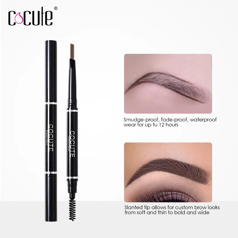 

Brown Fine Sketch 2 in 1 Double Head Eyebrow Pen with eyebrow brush Waterproof Durable Eye Brow Pencil Makeup Tools 4 Colors