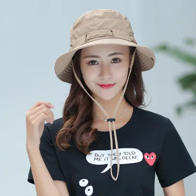 Cap Men Tactical Army Summer Fishing Hat UV Protection Women Hiking Beach Bucket Hat Dad Outdoor Unisex Sunhat Foldable - Цвет: beige