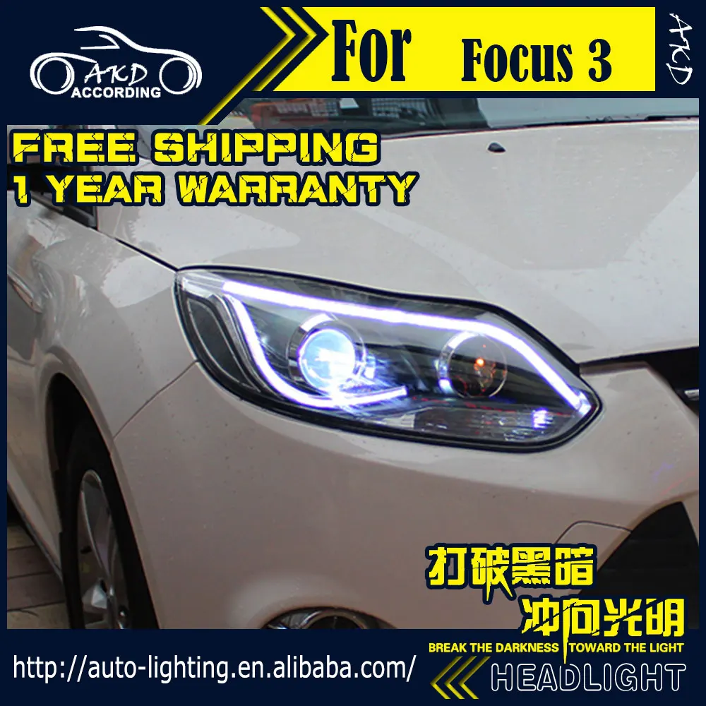 

AKD Car Styling Headlight Assembly for Ford Focus LED Headlight 2012-2014 Focus 3 DRL H7 D2H HID Option Angel Eye Bi Xenon Beam