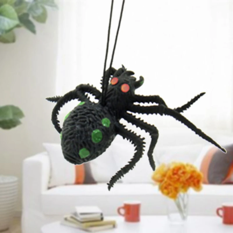 

New Arrival 1Pcs Halloween Novel Black Silicone Simulation Spider Shaped Rubber Spider Toys For Chirldren
