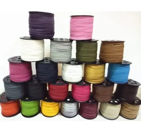 

3mm x1.5mm 100 meter mixed black brown Faux Flat Suede velvet Lace Leather Cord Jewelry DIY Rope p6465Jewelry accessories