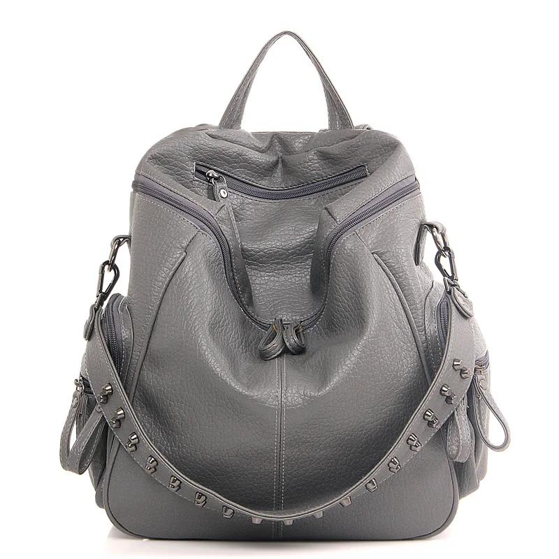 

2018 Women Backpack Multifunction School Bags For Teenage Girls Female Travel Rucksack Crossbody bag Leather Casual Backpacks