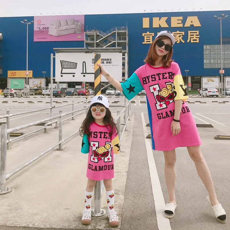 

Mum Mama Mother Daughter Dresses Street Style Mother and Newborn Baby Clothes for Family Look Clothing Mommy and Me Clothes