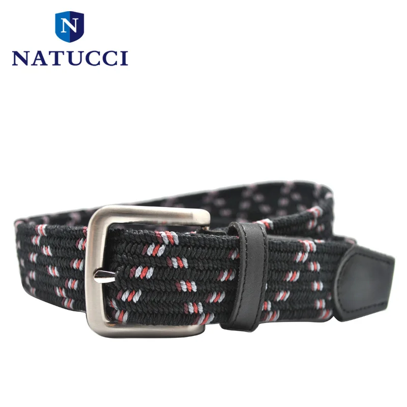 New Elastic woven men's belt fashion multi color braided elastic belts