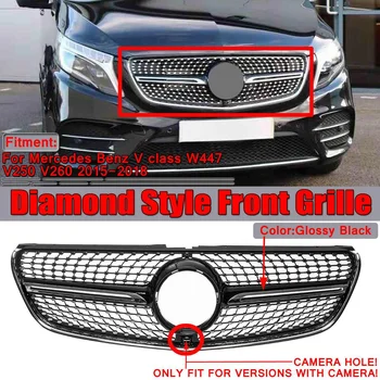 

Black W447 Diamond Grill Car Front Bumper Grille Grill Cover Trim For Mercedes For Benz W447 V250 V260 2015-2018 Racing Grills