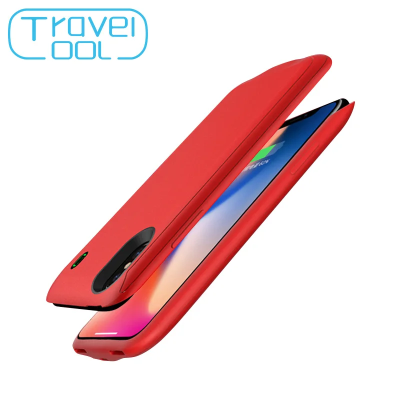 

Travelcool Portable Soft Silicone Case For iPhone X XS Charging Case Powerbank Charger Case For Smart Phone Case 4000mAh