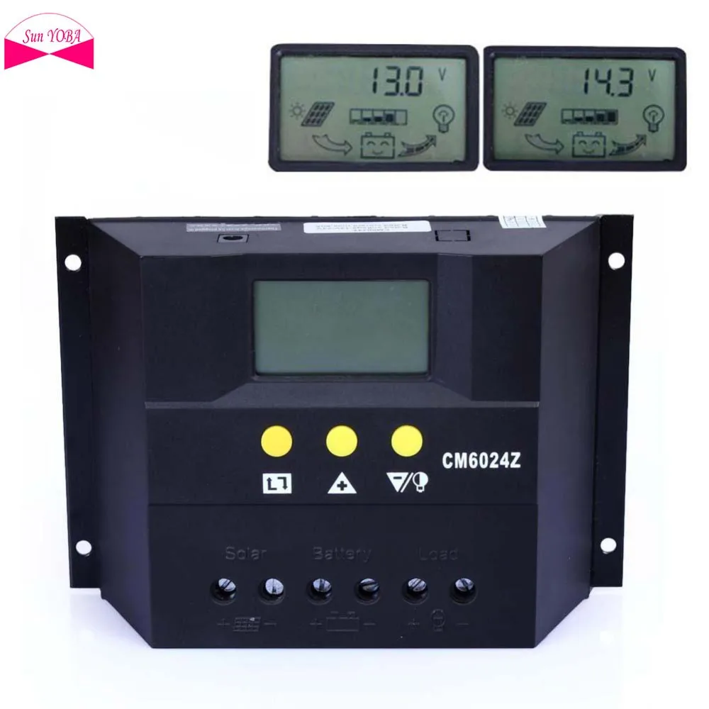 PWM 60A за максимальной точкой мощности Солнечный Контроллер заряда 12V 24V ЖК дисплей