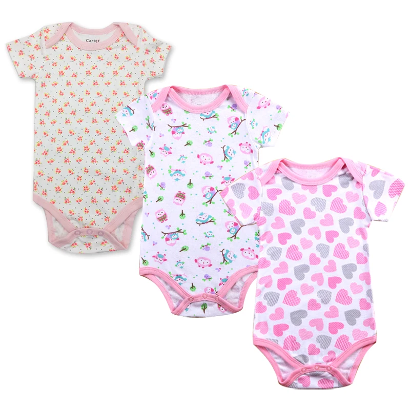 

3pcs Summer Baby Bodysuits Boy Girls Clothing Short Sleeve Underwear Fashion Print Cute Girl's Jumpsuit baby Clothing