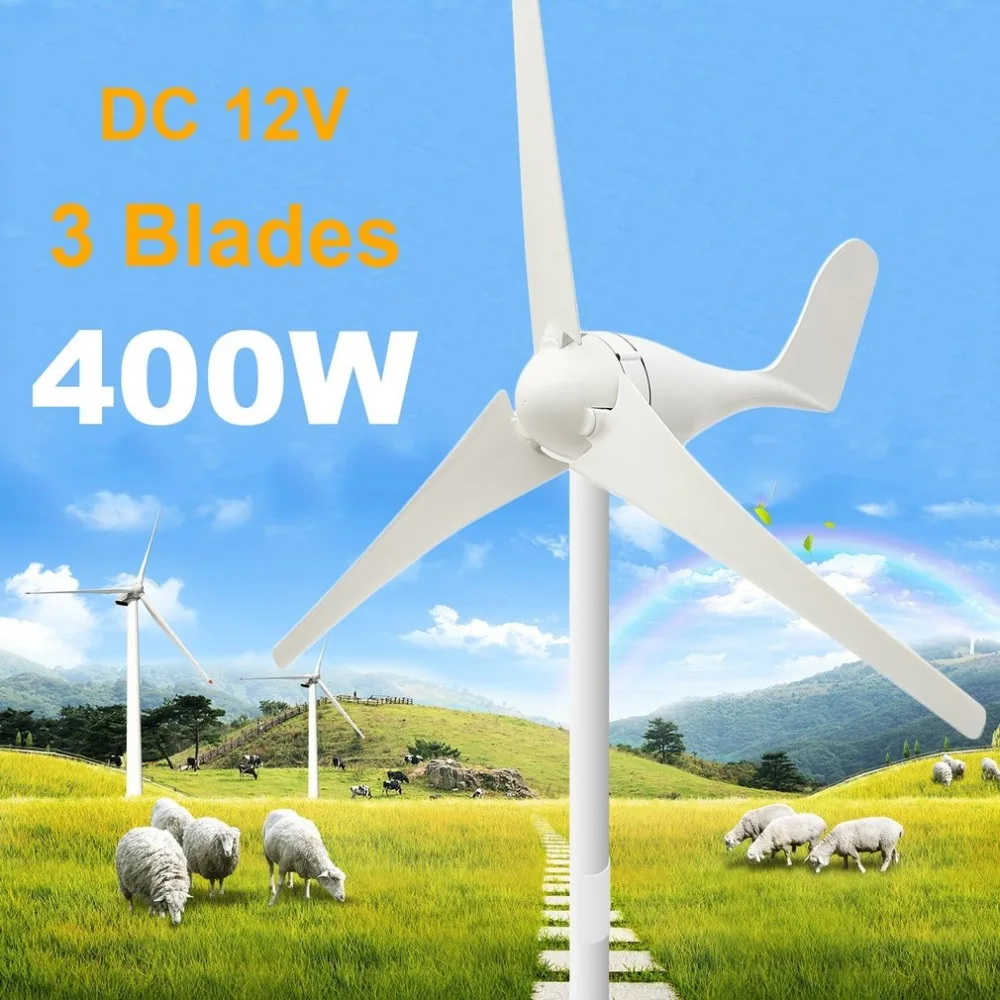 

S Shape 12/24V 400W Wind Turbine Universal Windmill Generator 3 Blades Wind Charger Controller Durable Home Power