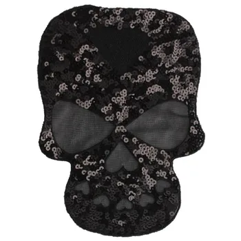 

T shirt Women patch black sequins 234mm punk skull deal with it biker patches for clothing stickers t shirt mens free shipping