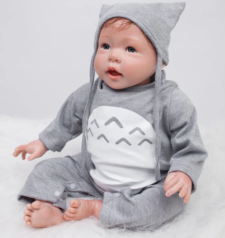 

22inch Handmade Reborn Baby Doll New arrival born Lifelike Dolls Soft Silicone Vinyl Boy girl Mouth opened brinquedos Otarddolls