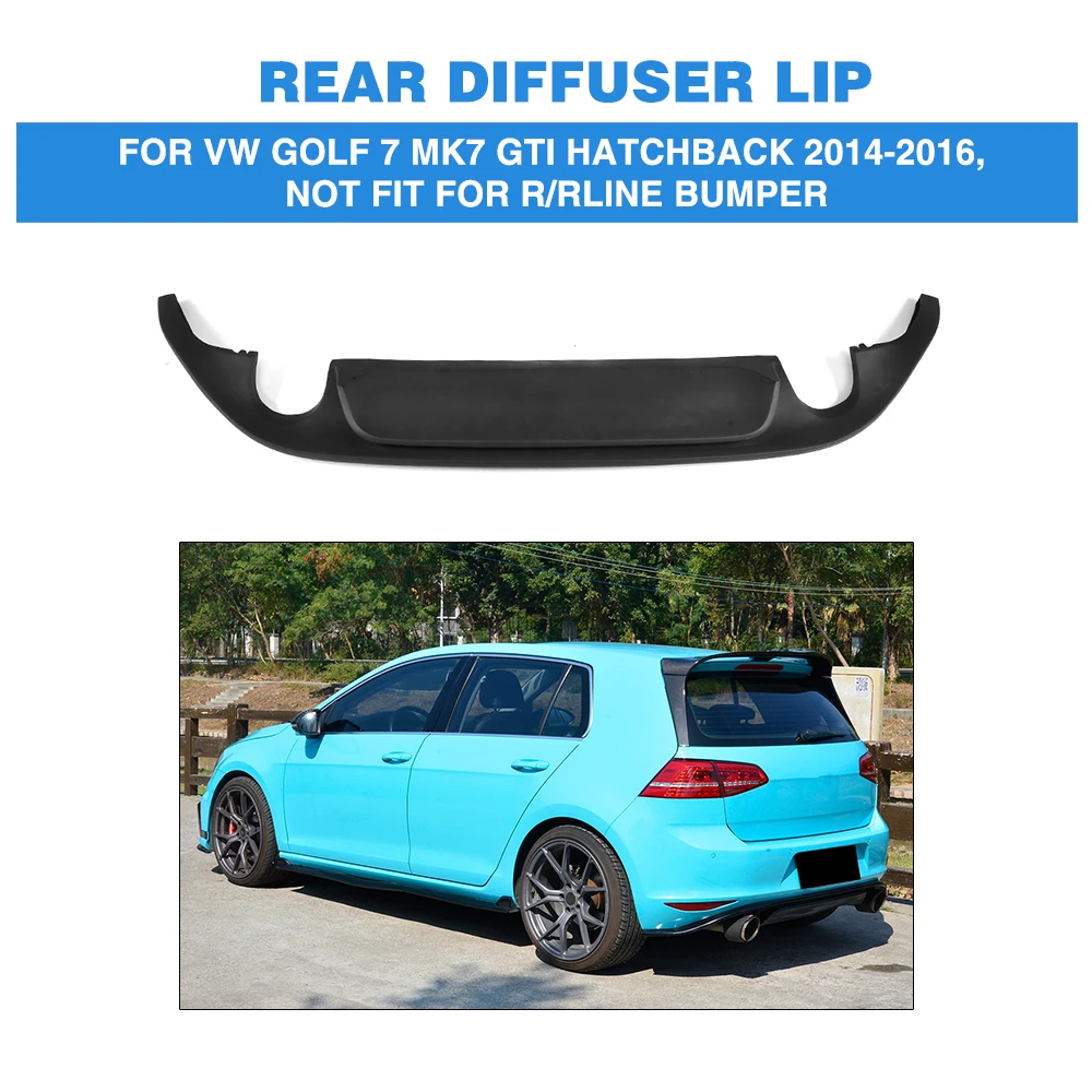 

PU Rear Diffuser Lip Spoiler Bumper Guard For VW GOLF 7 MK7 GTI Hatchback 14-16 NOT fit for R/Rline bumper carbon fiber