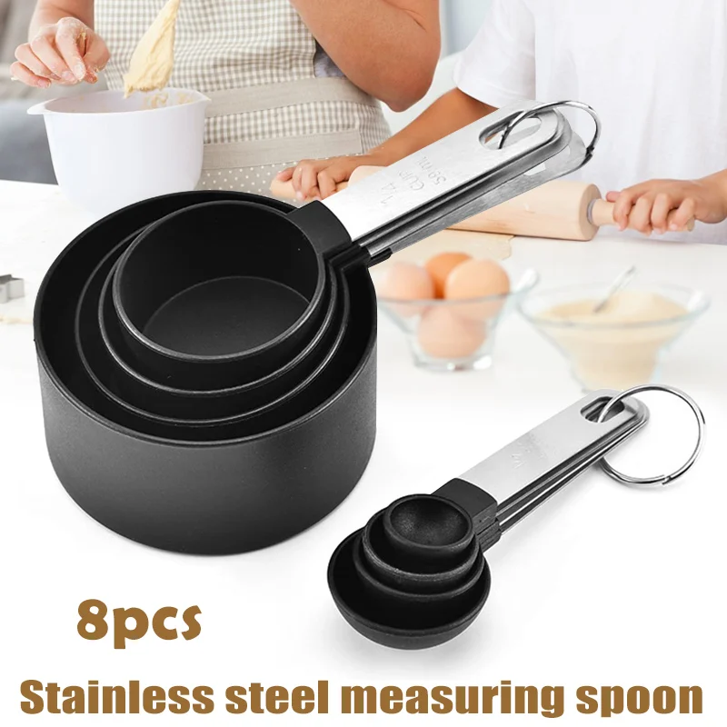 

8Pcs/Set Stainless Steel Measuring Cups Spoons Set Kitchen Baking Tools UD88