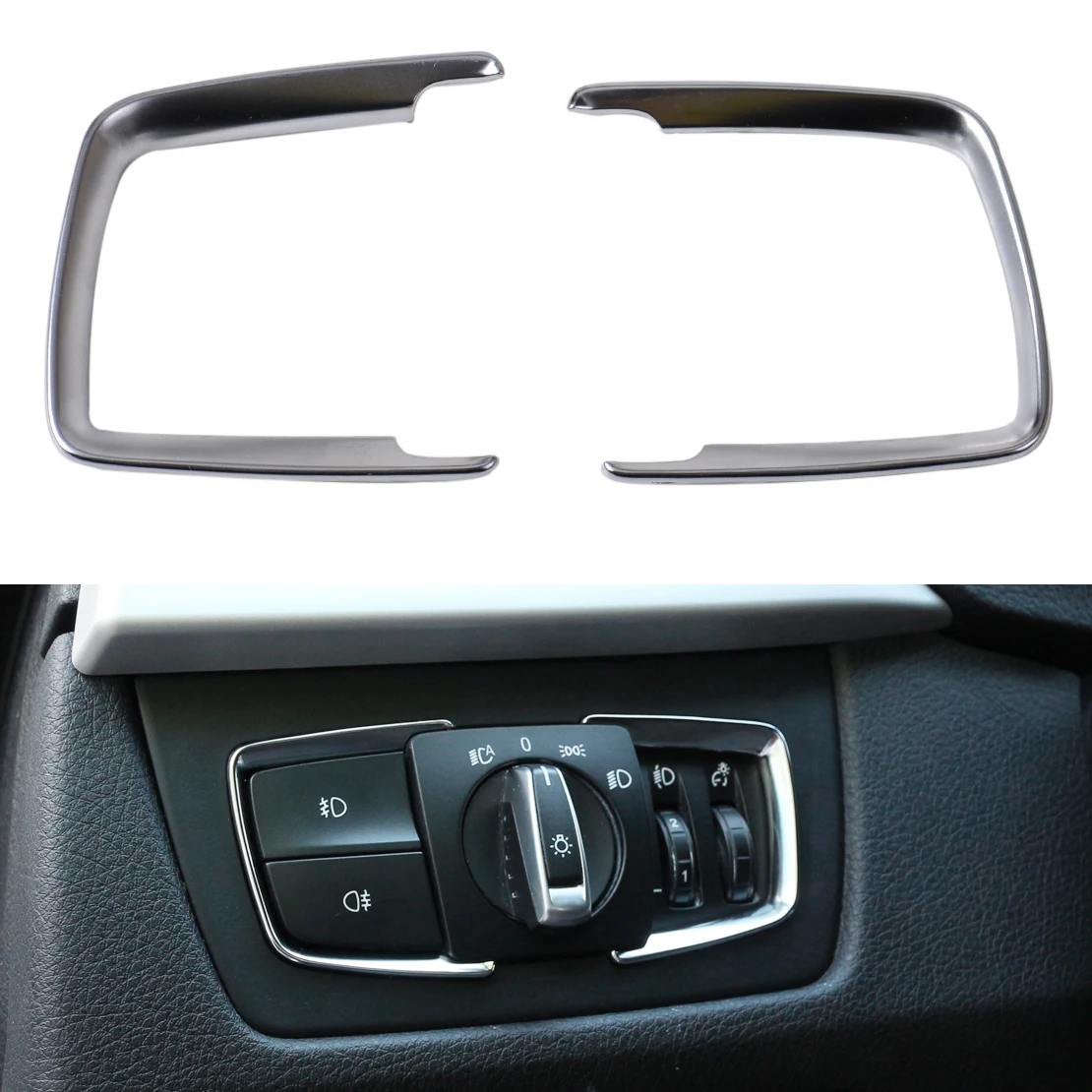 

CITALL Matt Chrome Headlight Switch Trim Cover For BMW 3 4 Series X5 F30 F31 F32 F34 F15 12 2013 2014 2015 Switch Frame Moldings