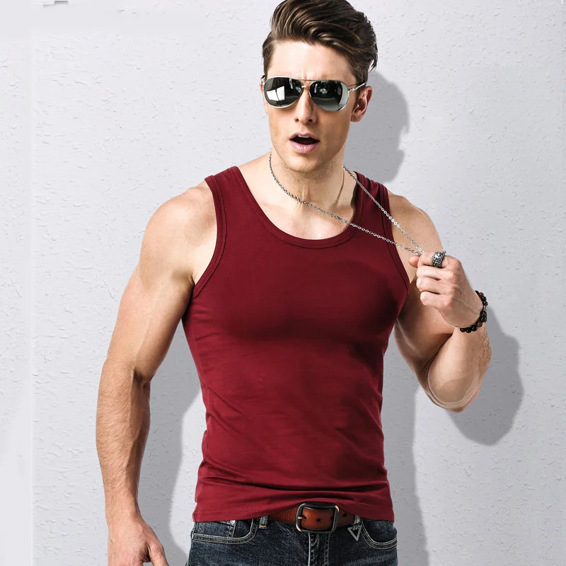 Men's Tank Top Stretch Tight Solid Color Sports Quick Dry Undershirt ...