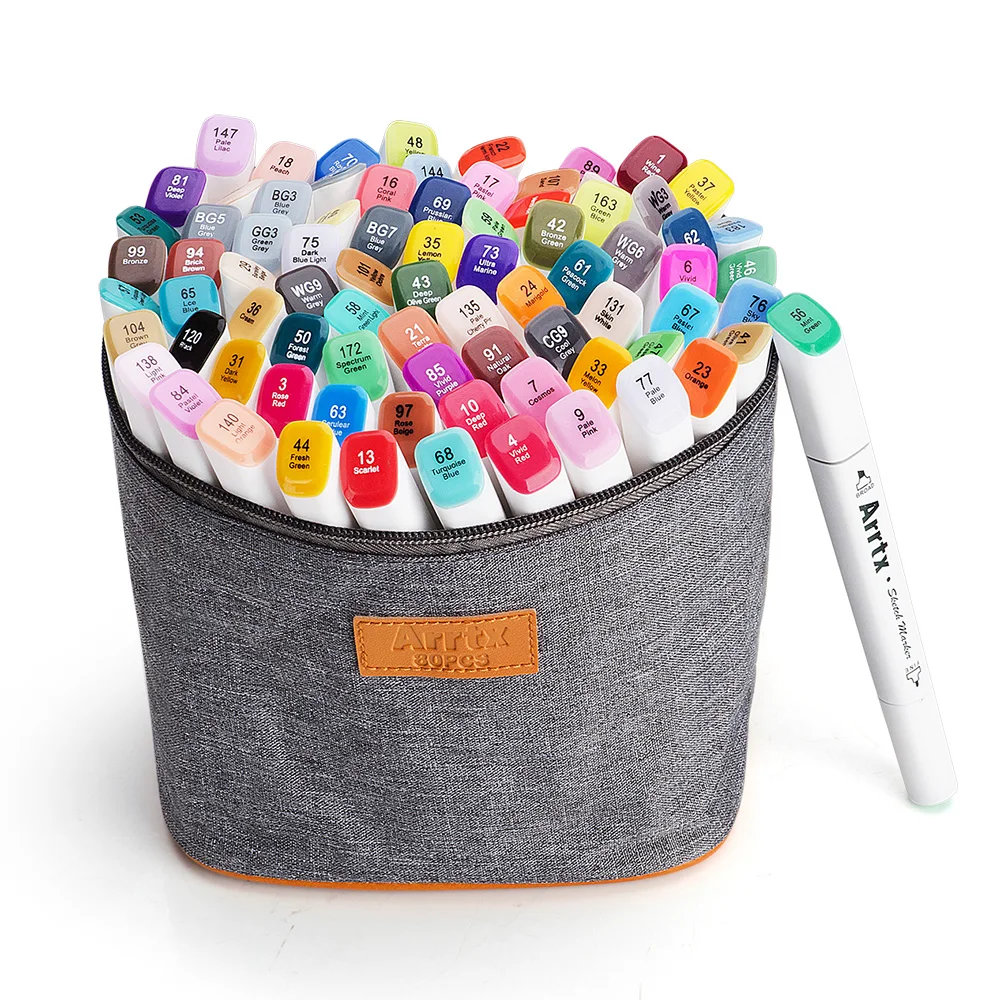 

Arrtx 80 Color Set Art Marker Pen Artist Dual Head Drawing Sketching Markers Watercolor+Carry Bag + Packing box