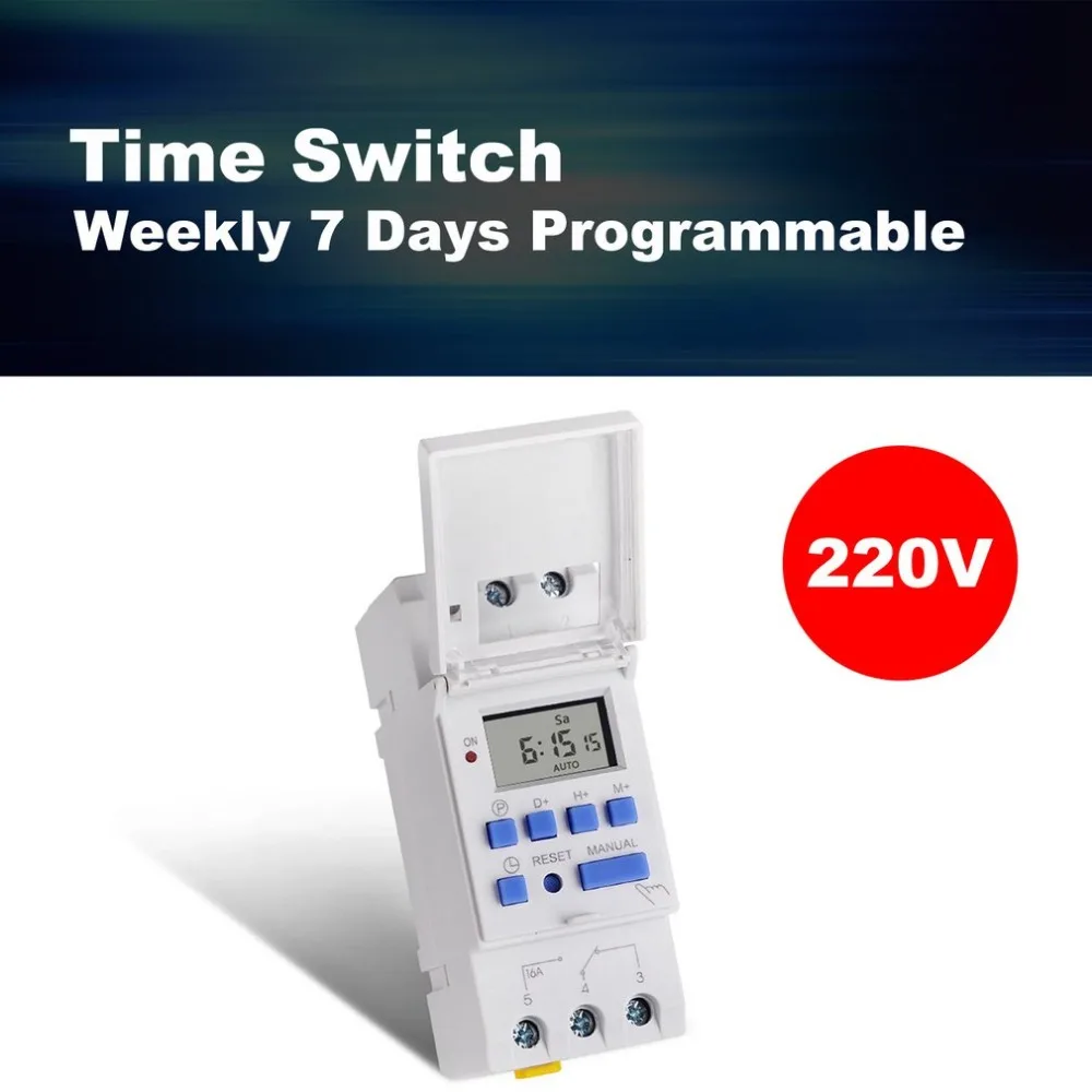 

SINOTIMER AC/DC 24V Weekly 7 Days Programmable Digital Time Switch Relay Timer Control Din Rail Mount for Electric Appliance