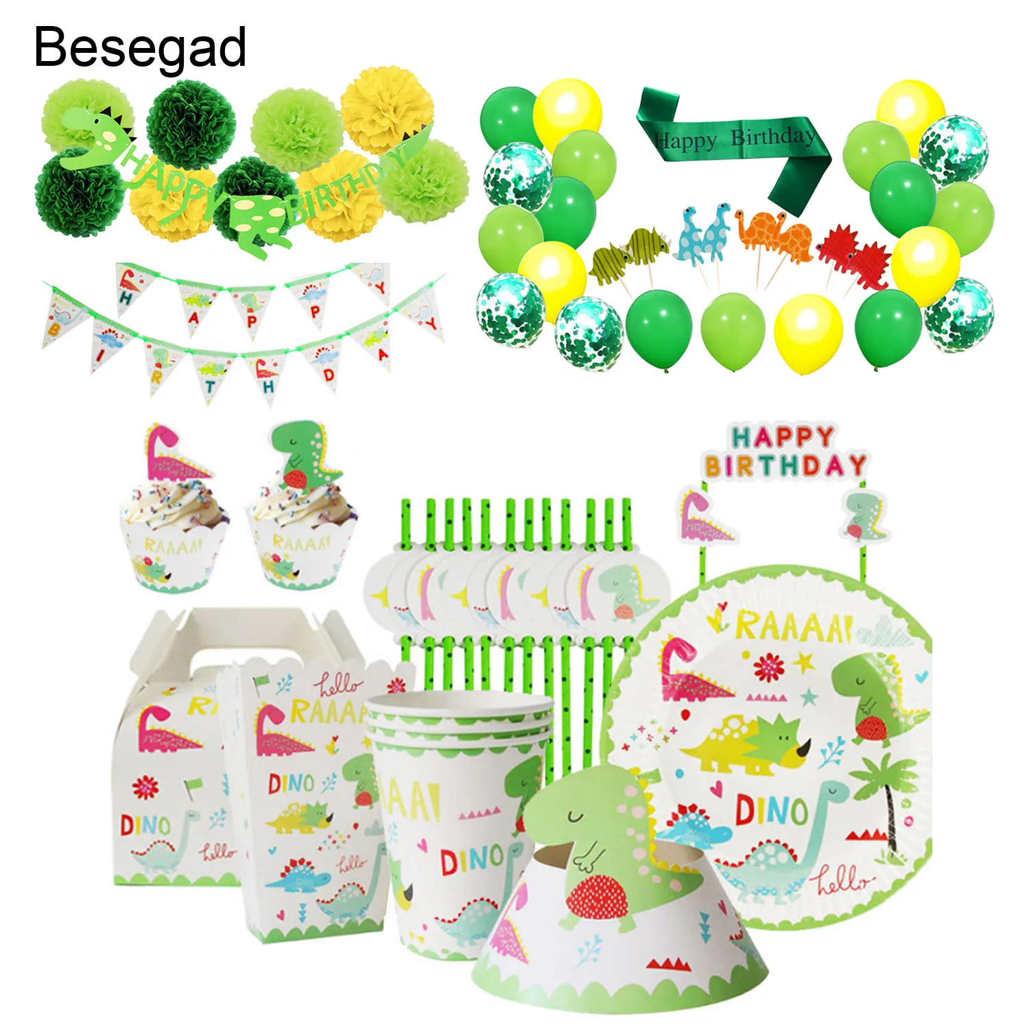 

Behogar 67PCS Fashion Cute Dinosaur Theme Party Supplies for Kids Children Boys Girls Birthday