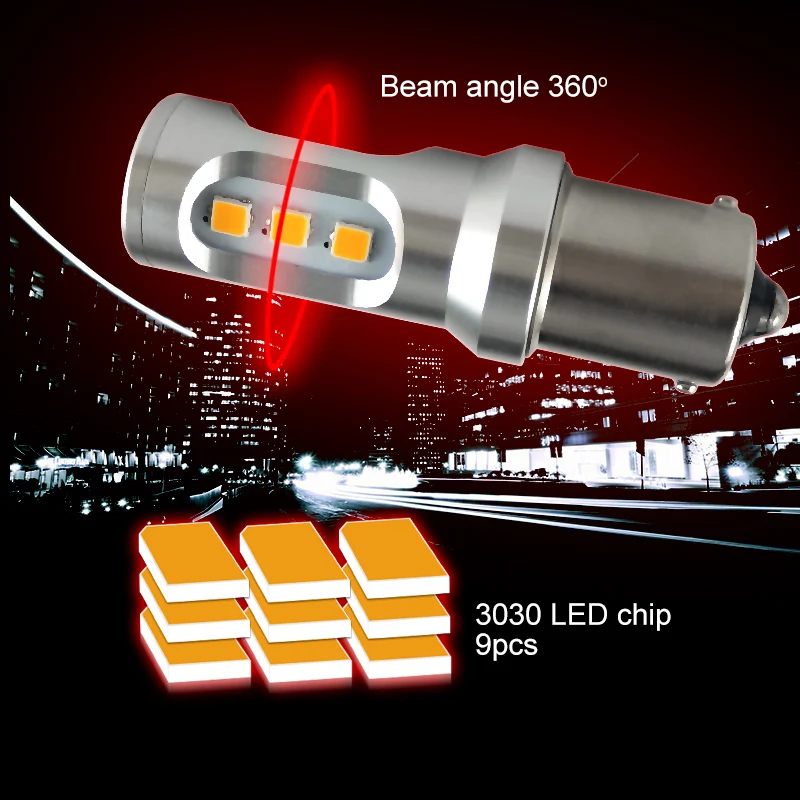 CNSUNNYLIGHT Car Tail Light 1156 LED Canbus BA15S P21W BAU15S PY21W S25 3030 9SMD Auto Brake Reverse Lamp DRL Rear Parking Bulbs (10)