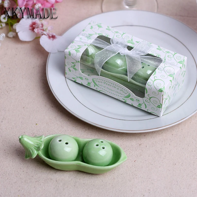 Wedding Bean Ceramic Salt and Pepper Shakers Wedding Favors Salt Peper