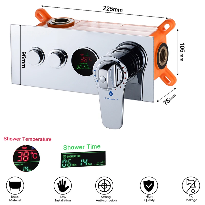 Хромированный термостатический душевой контрольный клапан для ванной комнаты, скрытый латунный смесительный клапан, настенное крепление, 2 способа, предустановочная душевая панель управления