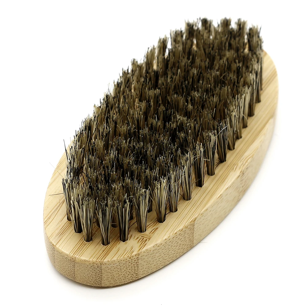 Bamboo Handle Oval Shaving Beard Brush Board Bristle Mustache Beard