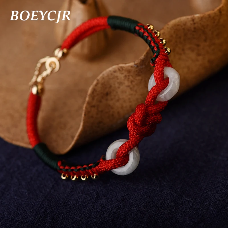 BOEYCJR Lucky Chinese Knot Braided Rope Bangles & Bracelets Jewelry