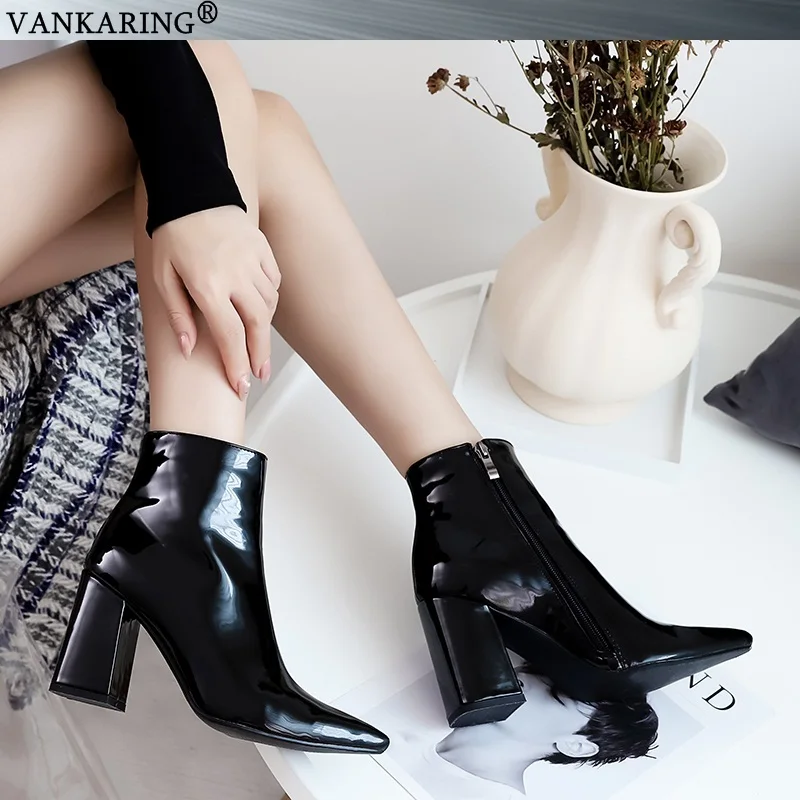VANKARING вышивать эластичной ткани женские ботильоны Обувь на высоком каблуке осень Женские зимние ботинки модное платье женская обувь сапоги