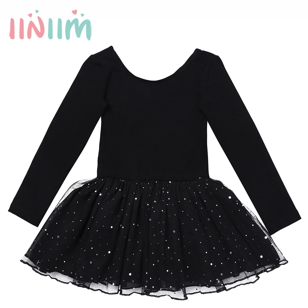 Элегантный осень-зима Формальные балетные костюмы для танцев, платье для девочек, одежда с длинным рукавом блестящие детская балетная пачка Танцы платье, гимнастический купальник