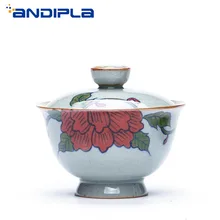 180 мл винтажная кракелюрная глазурь, ручная роспись, Gaiwan Jingdezhen Керамические чайные сервизы, чайный горшок, чайник, чашка, фарфоровый контейнер с крышкой Tureen