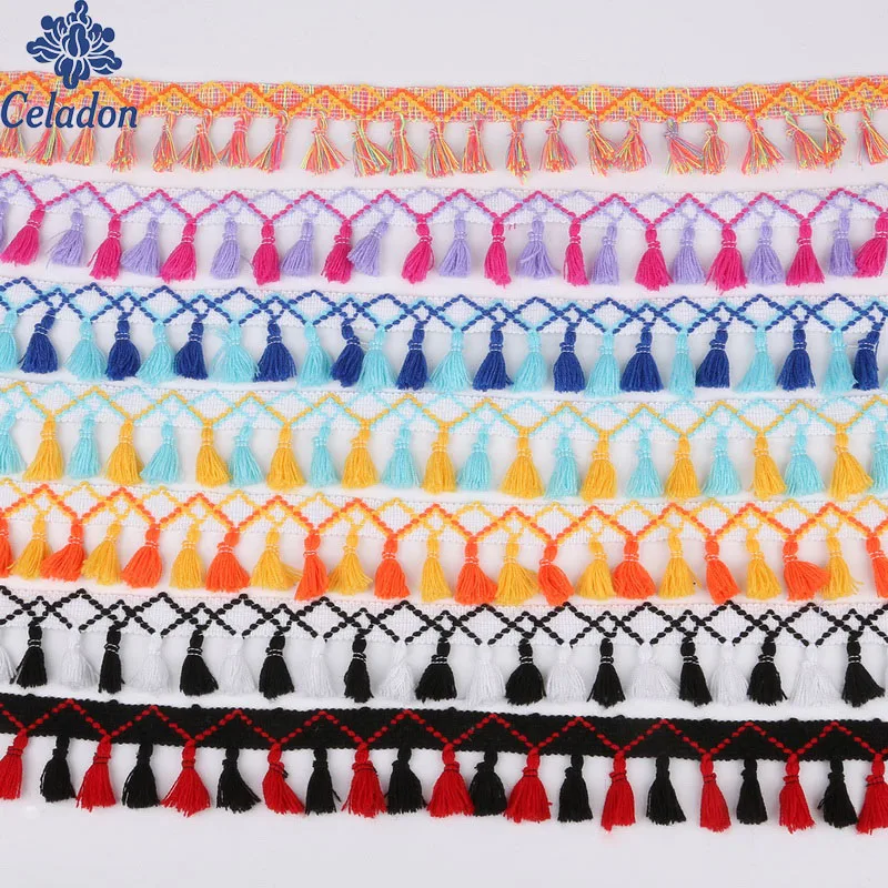 

New Arrival 2017 Fashion Tassel Lace Trim Cotton Ribbon For New House Party Birthday Decoration DIY Party Dress 2 Yard/lot