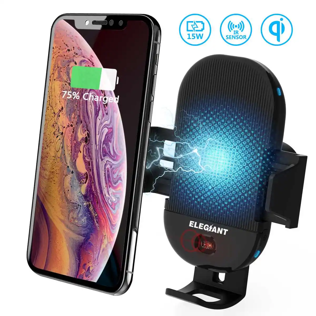 Qi автомобиля Беспроводной Зарядное устройство для iPhone X 8 Plus для samsung S9 Расширенный инфракрасный Технология датчика автоматически держатель для телефона в виде животных