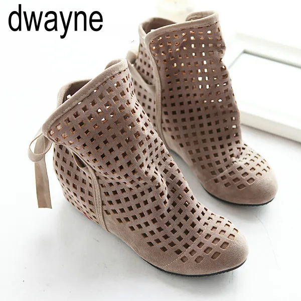 

Big Size Women's Summer Boots Flat Low Hidden Wedges Cutout Women Boots Ladies Dress Casual Shoes Cute Flock ftg67