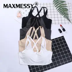 MAXMESSY Новая мода Европейский Бесшовные нижнее белье топы Traceless Красота назад дышащий с поперечным Ремешком Фитнес Топы B026