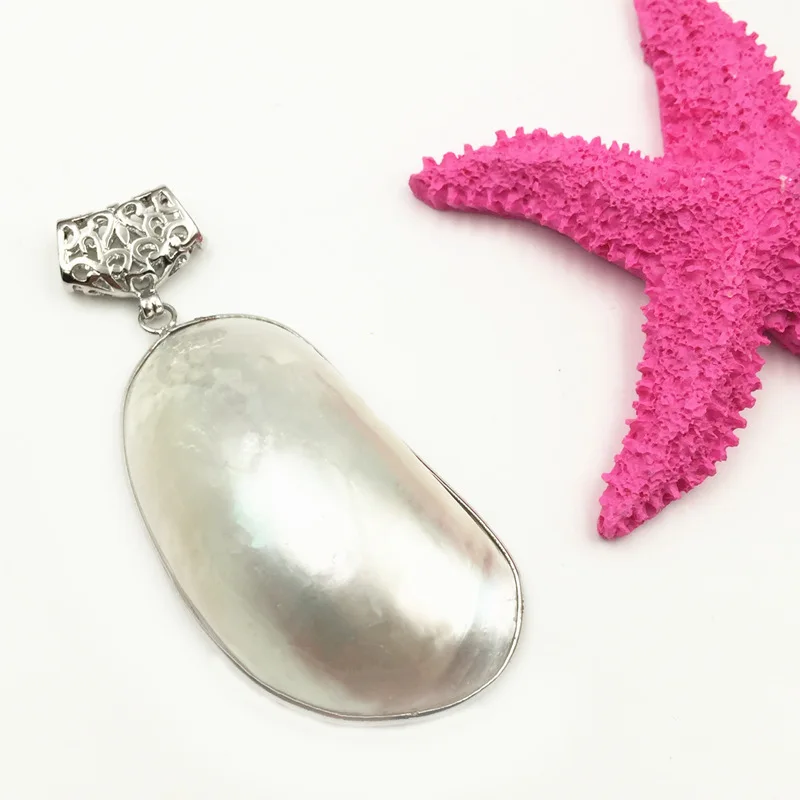 Fashion Natural White Mother Shell Of Pearl Pendant Oval Shape 30x58mm Crafts Pearls Pendants Jewelry Findings Accessories A106 | Украшения