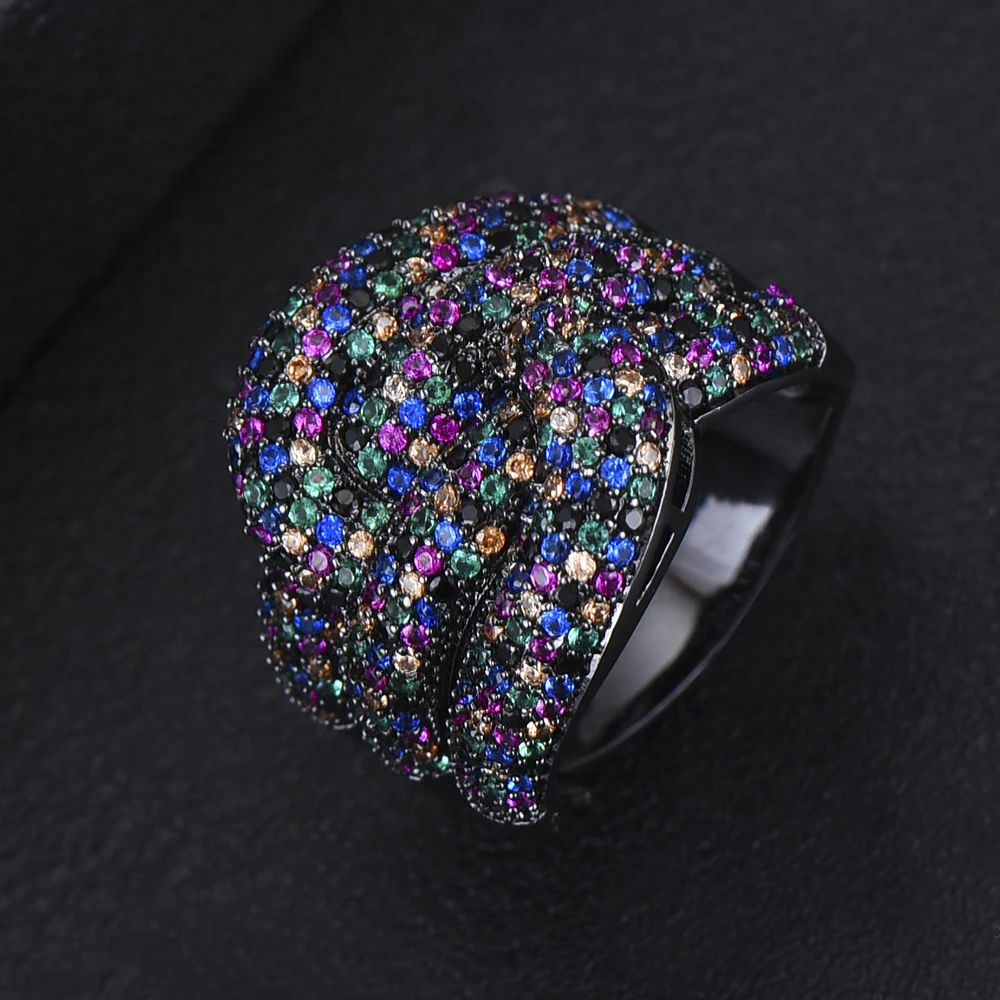 

missvikki Indian Dubai African Ladies Unique Design Fingers Ring Trendy Multicolor Accessories Fashion Jewelry High Quality