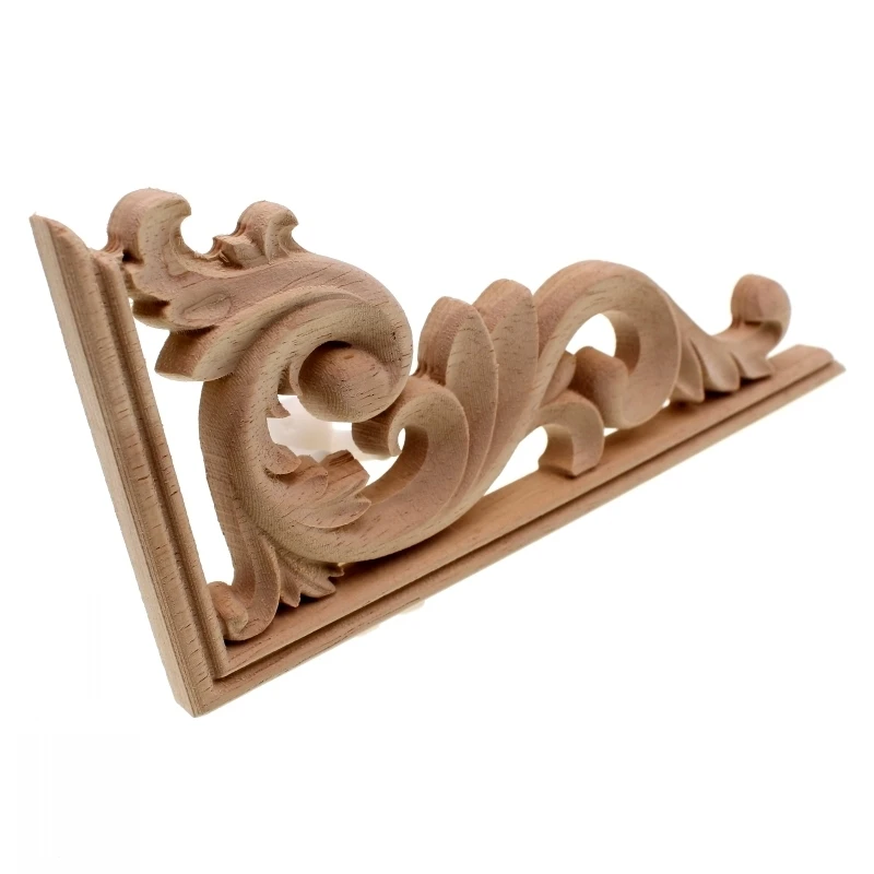 Ornament Crafts Miniature Ornament Wooden Figurine Crafts Resin Crafts Glass Fruit Pendants RUNBAZEF Solid Wood Applique Carved Floral Long Flower Furniture Decorative Accessories Home Decoration Accessories Artesanato