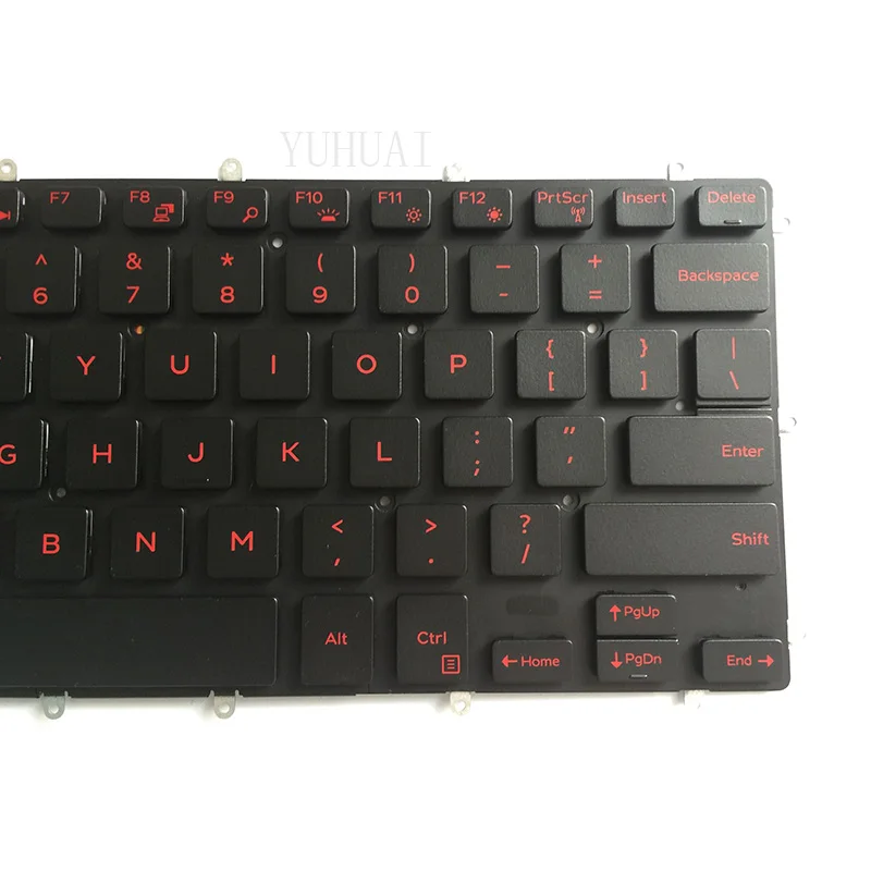 Фото Английская красная/белая клавиатура для ноутбука DELL PK131Q12B01 NSK-EB0BC DLM15L13USJ698 0H4XRJ клавиатура с подсветкой №3