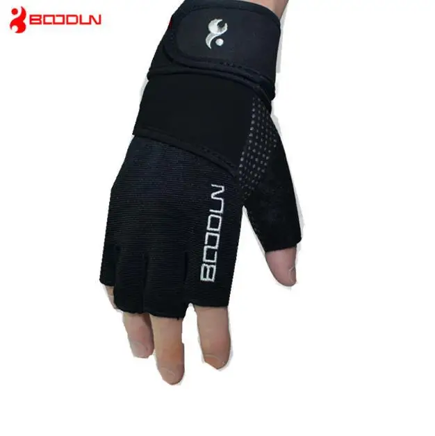 Boodun One Pair Unisex Non-slip Weightlifting Body Building Fitness Half Finger Lengthen Sport Gloves Protective Gloves S/M/L/XL